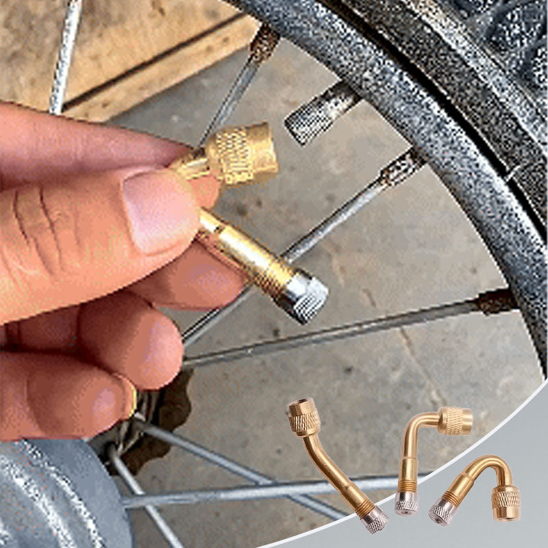3-Piece Brass Tire Valve Extension Set - 45, 90 & 135 Degree Angles For Hard-to-Reach Valve Stems On Cars, Trucks, Bikes