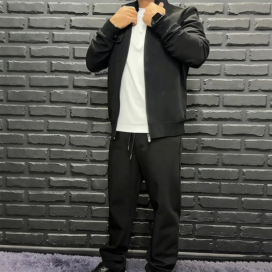 Men's Zip-Front Jacket & Wide-Leg Pants 2-Piece Set