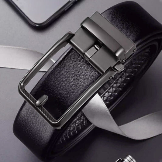 Men's Leather Belt with Automatic Buckle