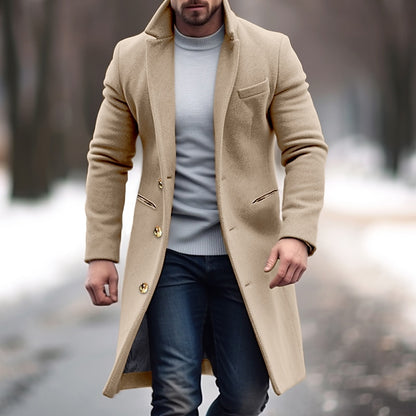 🔥2024 New Year's Hot Sale🔥Men's Single Row Buckle Solid Color Jacket