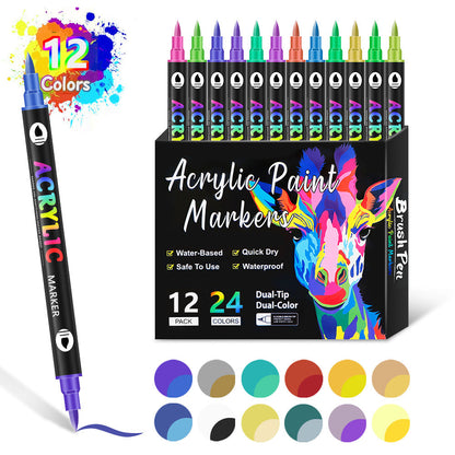 🎨Last Day 40% OFF🔥 Dual Tip Acrylic Paint Pen Marker - 24/48/72 Colors