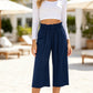 👖 50% OFF💫Women's High Waisted Wide Leg Linen Elastic Smock Waist Capri Pants