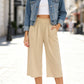👖 50% OFF💫Women's High Waisted Wide Leg Linen Elastic Smock Waist Capri Pants