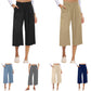 👖 50% OFF💫Women's High Waisted Wide Leg Linen Elastic Smock Waist Capri Pants