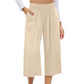 👖 50% OFF💫Women's High Waisted Wide Leg Linen Elastic Smock Waist Capri Pants