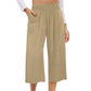 👖 50% OFF💫Women's High Waisted Wide Leg Linen Elastic Smock Waist Capri Pants