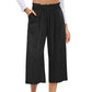👖 50% OFF💫Women's High Waisted Wide Leg Linen Elastic Smock Waist Capri Pants