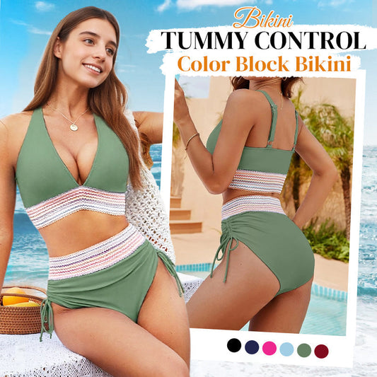💥Last Day Sale 49% OFF👙High Waisted Tummy Control Color Block Bikini Sets
