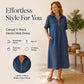 👗 50% OFF NOW! 👖 Casual Pocket Denim Midi Shirt Dress – Soft denim & relaxed fit – Functional pockets, perfect for everyday casual – comfortable and versatile ✨🌸
