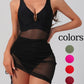 📢⏰Last Day Sale 50% OFF🩱Women's Solid Color Irregular Hem Sheer Mesh Swimsuit, Sexy Fashion Chic One-piece Swimwear