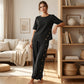 Women's Irregular Hem Top & Wide Leg Pants Two-Piece Set