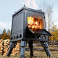 📢📢50% OFF !! ⏰Portable Wood Burning Rocket Stove – 16 Vent Holes Efficient Burn, Foldable Camping Cooker – Heavy-Duty Cast Iron ✨