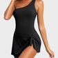 🏖️Last Day Sale 49% OFF👙One Shoulder Skirted One Piece Swimsuit