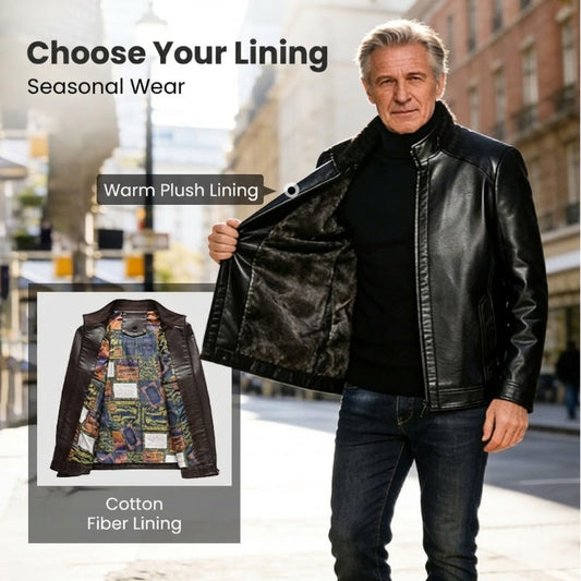 💥Men’s Warm Plush Lining Leather Jacket Coat🔥