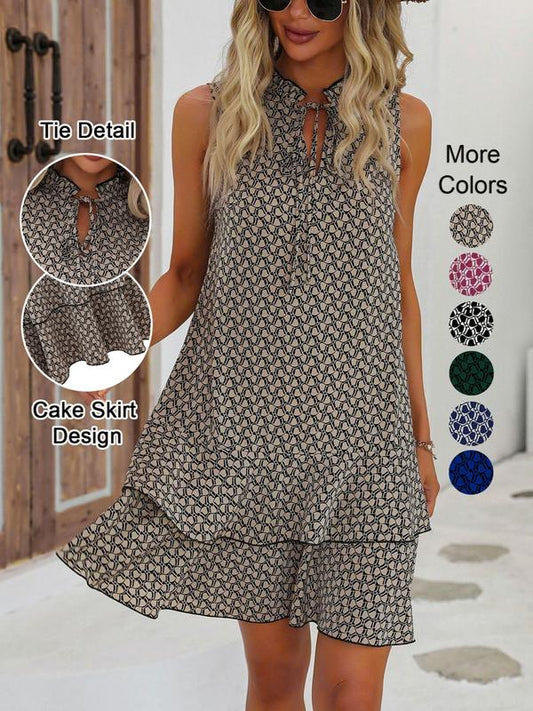 💃 Women’s Geometric Print Bow Dress – Stylish, Elegant & Effortlessly Chic ✨👗