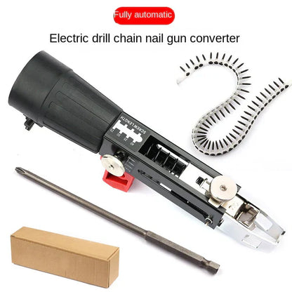 ⏳Limited time 50% discount💥Woodwork Automatic Nail Gun Adapter Electric Drill Chain Attachment Set for Nail Gun Electric Drill