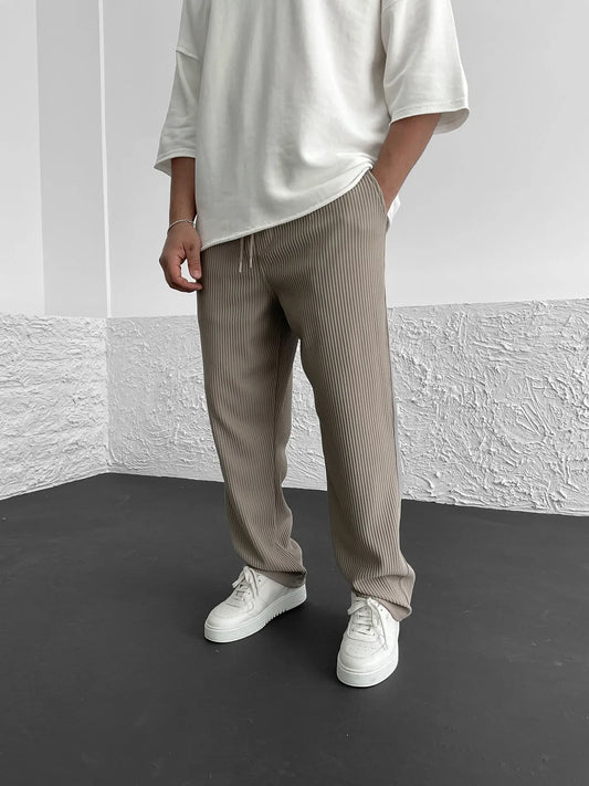 Men's Ribbed Straight-Leg Pants