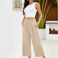 👖 50% OFF💫Women's High Waisted Wide Leg Linen Elastic Smock Waist Capri Pants