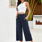👖 50% OFF💫Women's High Waisted Wide Leg Linen Elastic Smock Waist Capri Pants