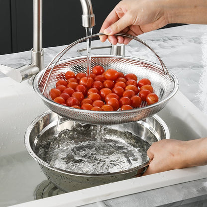 🎉 2026 Sale — Over 12,600 Sold!🥘 All‑In‑One Stainless Steel Steamer With Handle‑Multi‑Purpose Drain Basket ✨