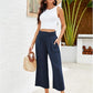 👖 50% OFF💫Women's High Waisted Wide Leg Linen Elastic Smock Waist Capri Pants