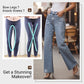 Straight leg jeans with rhinestones