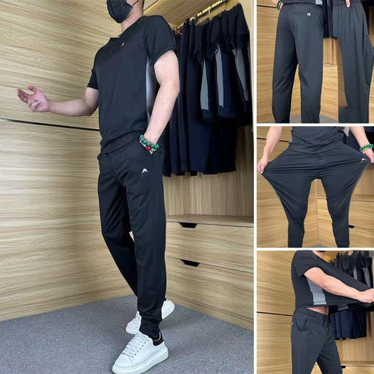 ✨LAST DAY SALE 50% OFF✨Men's Casual Sports Short Sleeve Long Pants (2-Piece Set)