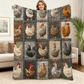 Cozy 9-Panel Sleeping Cats Pattern Blanket