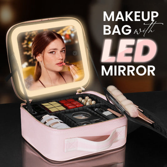 📢📢40% OFF !! ⏰Flawless Makeup Anywhere – Portable LED Mirror Makeup Bag!✨