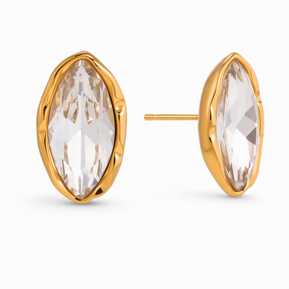 ✨ Stainless Steel Rhinestone Stud Earrings: 18K Gold-Plated, Hypoallergenic, Tarnish-Resistant, Brilliant Crystal