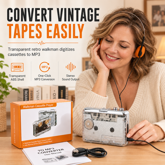 📼 50% OFF NOW! 🔄 Transparent Cassette Player – Tape to MP3 Converter, Type-C & Hi-Fi Stereo – Nostalgia Meets Modern Tech 🎵