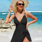🏖️Summer Hot Sale ⚡50K+ SOLD!🌞🌊Deep V Knot Detail Skirted Swimsuit