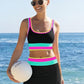 🌼Color Block Patchwork Nylon Sporty 3-Piece Bikini Set - High Waisted & Tummy Control Swimsuit👙🌈
