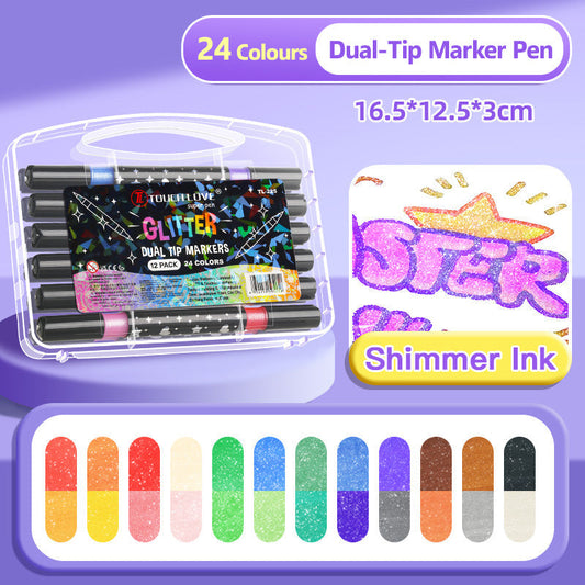 🔥Hot Sale 50% OFF🎁Dual-Tip Glitter Marker Pen