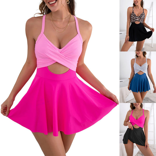 🩱Women's Cutout One Piece Skirt Swimsuit