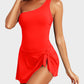 🏖️Last Day Sale 49% OFF👙One Shoulder Skirted One Piece Swimsuit