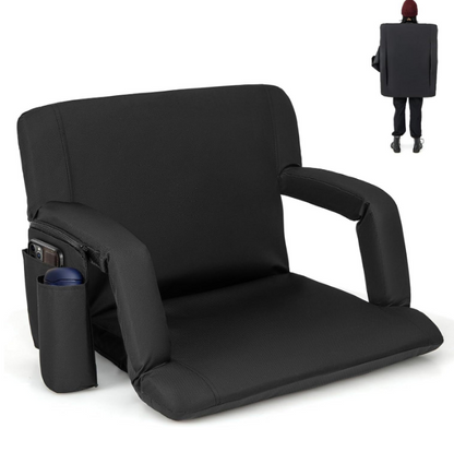 Portable Heated Stadium Seat Foldable Bleacher Chair with Backpack Straps Waterproof Wear Resistant Cushion for Outdoor Fishing and Sports