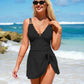 🏖️Summer Hot Sale ⚡50K+ SOLD!🌞🌊Deep V Knot Detail Skirted Swimsuit
