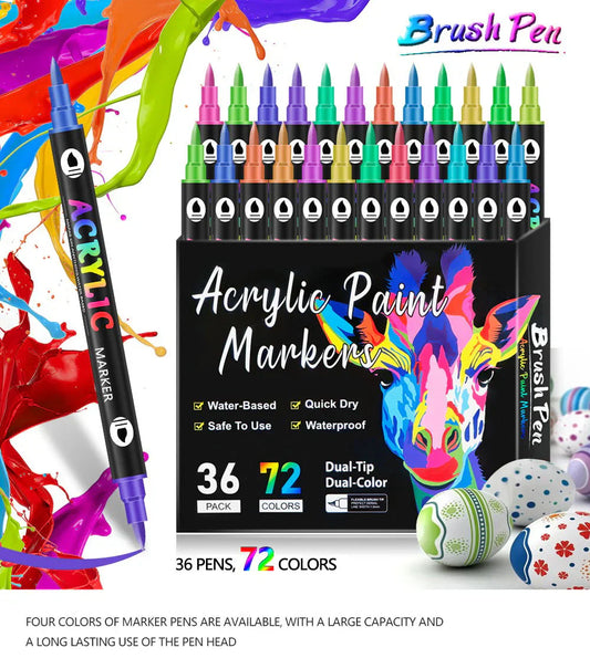 🎨Last Day 40% OFF🔥 Dual Tip Acrylic Paint Pen Marker - 24/48/72 Colors