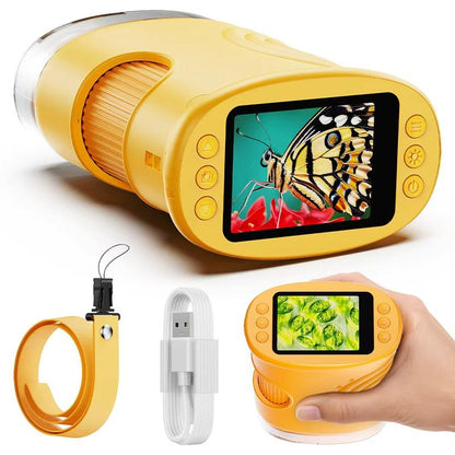 1000X Handheld Digital Microscope with 4K 2'' IPS Screen, USB-Powered Portable Microscope for Kids & Students, Educational Science Toy, Compact & Durable Gift