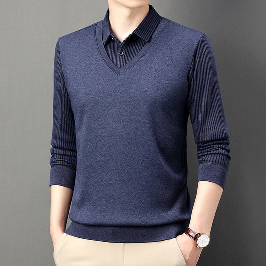 🔥New Year Special 50% OFF🔥Men's Fake 2-Piece Knitted Shirt