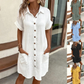 ⏳Time-Limited Special⏰Women's Buttoned Short Sleeve Pocket Casual Shirt Dress