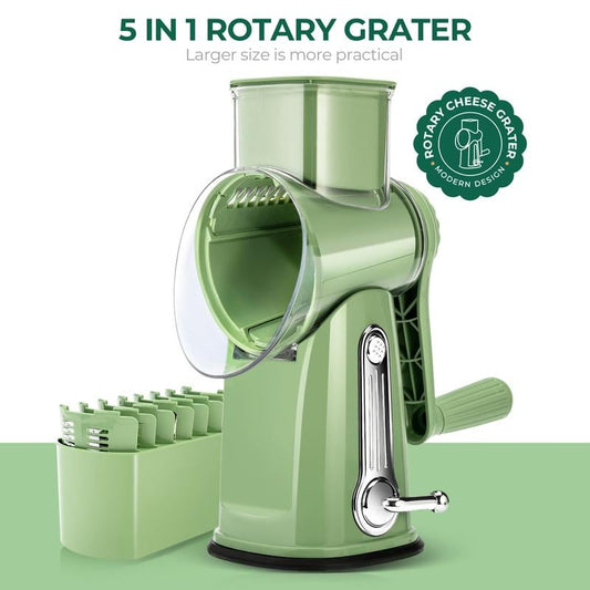 Cheese Grater with Handle, Vegetable Food Shredder with 5 Well-designed Blades