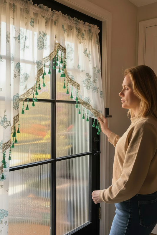 🌸Lace Short Door Curtain with Tassels