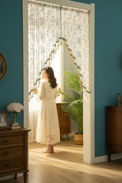 🌸Lace Short Door Curtain with Tassels