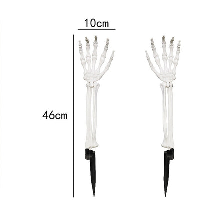 Halloween Garden Decor Skeleton Hands & Skull LED Floor Lamp Set