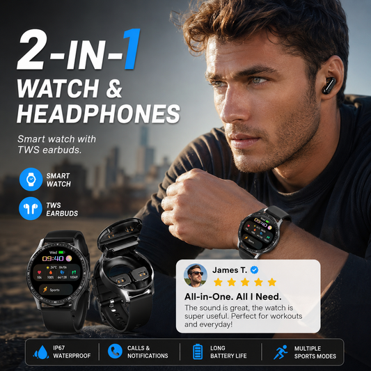 🔥2026 Hot Sale⌚2-in-1 smartwatch with built-in wireless earbuds 🎧️