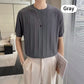 🎁Hot Sale 49% OFF⏳Men's Crew Neck Knit Short Sleeve Sweaters with Twist Pattern