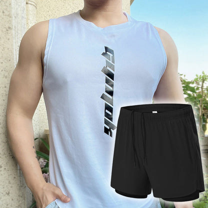 🎁Hot Sale 49% OFF⏳Men's Summer Athletic Quick-Drying Thin Tank Top & Loose-Fit Shorts Two-Piece Suit