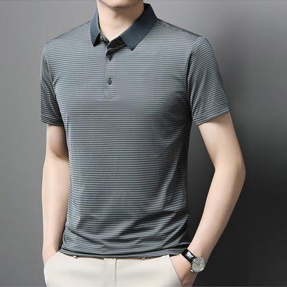 🎁Hot Sale 30% OFF⏳Men’s Casual Ice Silk Lapel T-shirt